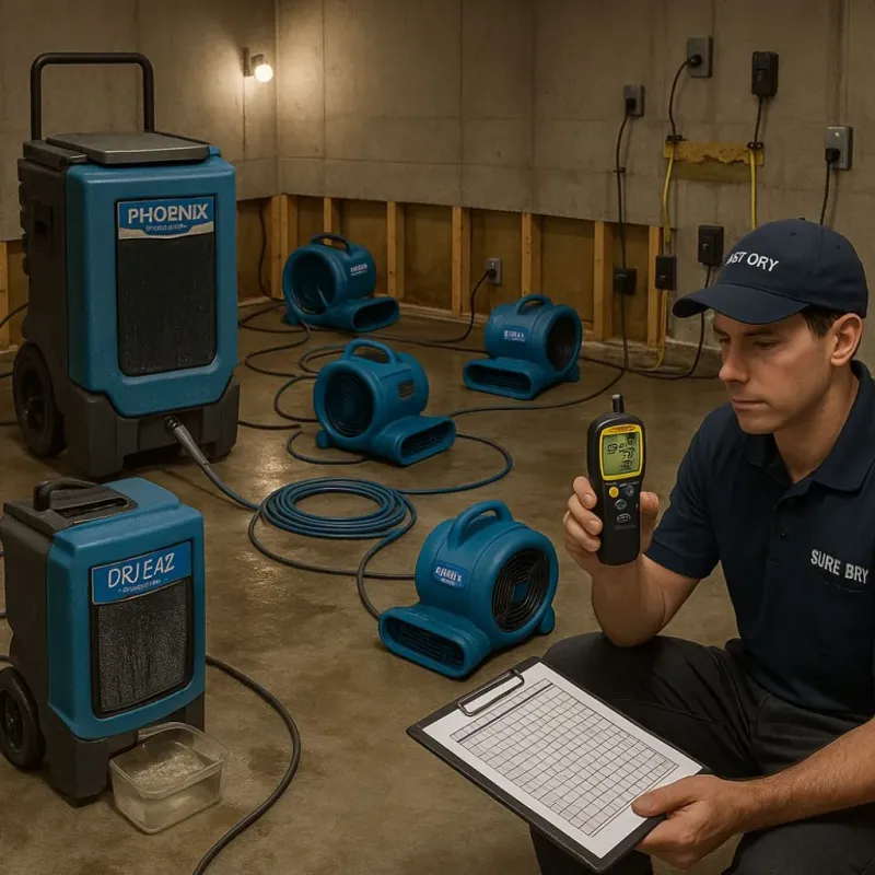 Structural Drying and Dehumidification process in Taft, CA
